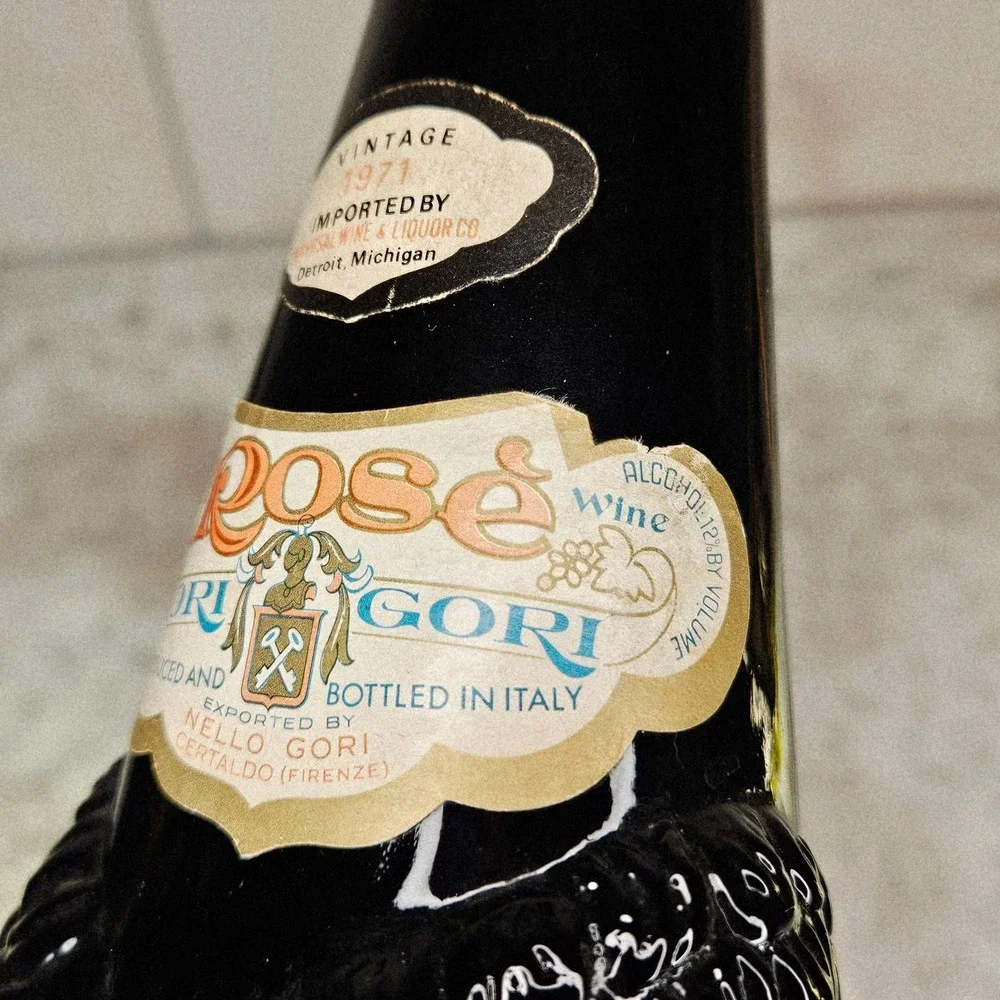 Vtg 1971 Black Glass Sitting Poodle Dog‎ Wine Decanter Bottle Detroit MI Italy